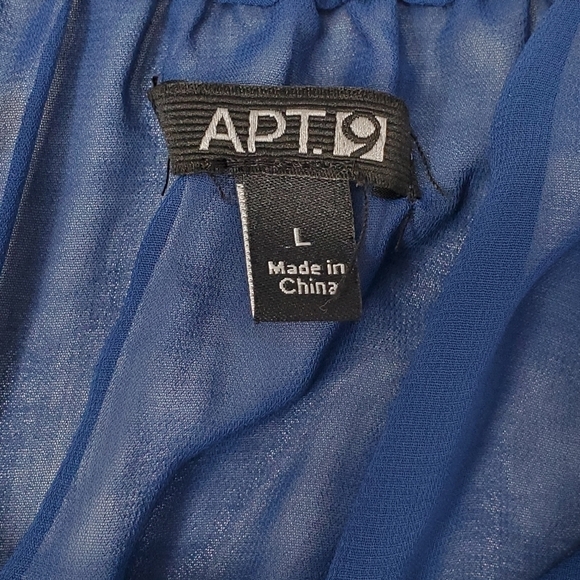 Navy Blue Cutout COLD SHOULDER Blouse- APT. 9- WOMENS SIZE LARGE - Picture 6 of 13